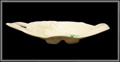 Belleek Parian China Colleen Shamrock Butter Dish Tray Woman Playing Harp