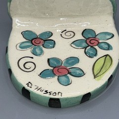 Diane Husson Ceramic Wall Hanging Flip Flop Shelf/ Tealight Holder 10.5”Tx4.75”W