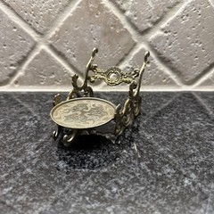 Vintage Ornate Japan Brass Tea Cup, Spoon & Saucer Holder Easel Display Stand