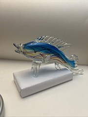 Murano Glass Fish Figurine 10 In x 5 In x 3 In Made In Italy