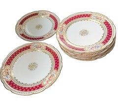RARE Set Of 8 Limoges France GDA Hand Painted gold scalloped Edwardian Art