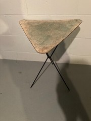 RARE Antique Art Deco 21″ 3-Legged Folding Stool Chair Minimalist Triangle Seat