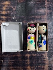 Vintage Mini Bobblehead Kokeshi Couple 1960’s Japan *2 Sets*