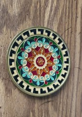Byzantine Mosaic Brass and Cloisonné Enamel Wall Hanging Handmade in Greece 3.5″