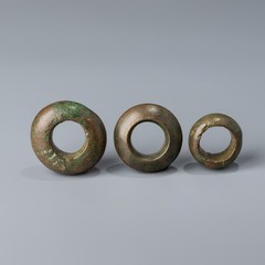 Lot of 3 Ancient Greek Bronze Spindle Whorls Ring Money [3pcs, 323gram]