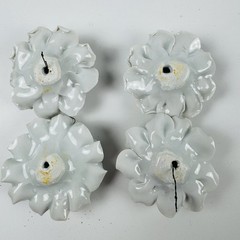 Chive France Collection Limoges Gray White Ceramic Flowers Set of 4 Vintage #4