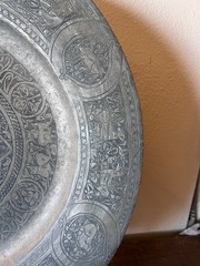 Large Late 19th Century Wall Hanging Antique Copper Middle Eastern Charger Plate