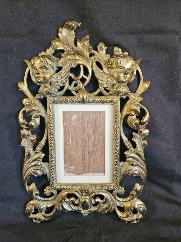 Antique/Vintage Victorian Brass Ornate Frame ANGELS Art Nouveau Flowing Lines