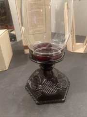 Avon 1876 Cape Cod Collection RUBY RED PEDESTAL Hurricane Lamp ORIGINAL BOX Pz