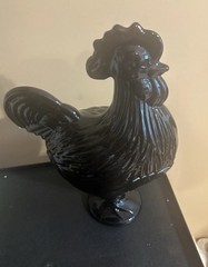 Classic Milk Glass- Midnight Black-iridescent Carnival Glass- Roosters stunning