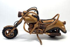 Vtg Wooden Handcrafted Motorcycle Harley Davidson Style ? 6 1/2 Inches High