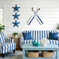 Nautical Wooden Oar Decor 19.7 Inch Double Paddle Wall Hanging