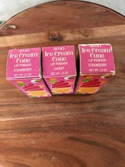 (3) 70s Vintage Avon Lip Pomade Ice Cream Cone Cherry, 2 Strawberry New with Box