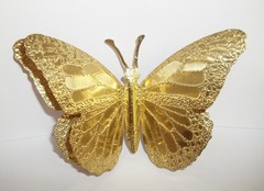 Vintage Home Interior Wall Hanging Gold Tone Metal Butterflies (Set Of 3) shiny