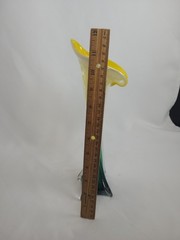 Vintage Art Glass Hand Blown Calla Lily/Tulip, Yellow/Green Crystal/Glass Vase
