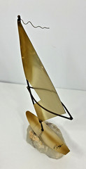 Demott Brass Kite Board Sailing Sculpture on Quartz Base