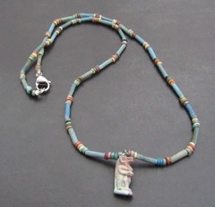 NILE Ancient Egyptian Tuaret Amulet Mummy Bead Necklace ca 600 BC