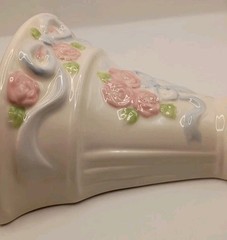 Vtg.80s 2pc. Home Interiors Tea Rose Ceramic Wall Pockets Cottage,Shabby Chic,