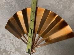 Vtg HOMCO Solid Copper Fan Plaques Set of 3 In Original Box MCM