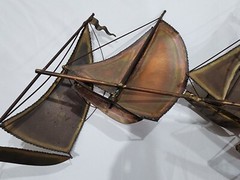 Vintage MCM DEMOTT Brass Sailboat Metal Wall Hanging Sculpture – Signed