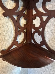 Vtg /Antique Handmade Corner Wall Shelf Wood Three Tier Scroll Hanging 29”