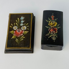 Handmade Tole Art Note Pad Holder and Brush from Switzerland