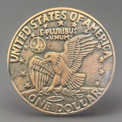 Vintage One Dollar Coin 6” Metal Wall Decor Bronze Color Trivet