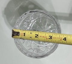 Vintage Heavy Cut Crystal Diamond Palm Leaf Sunburst Candy Jar No Lid 4″
