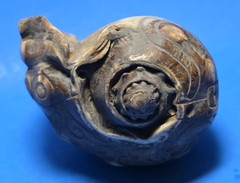 PRE-COLUMBIAN MAYAN CARVED SNAIL, CODEX TYPE