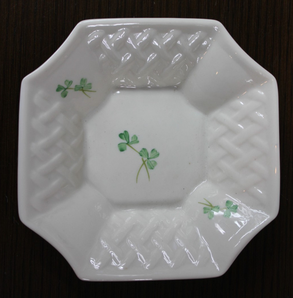 Belleek Weave Of Life Basket Weave & Shamrock 5.5″ Limit Ed #1075 of 1,200