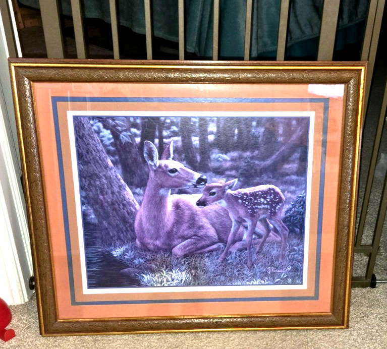 Home Interior Deer Foe Fawn Framed Rustic 27×23 Cabin Wall Art Lodge