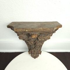 Italian Neoclassical Antique Wood Finish Resin Wall Bracket Shelf Large 10″