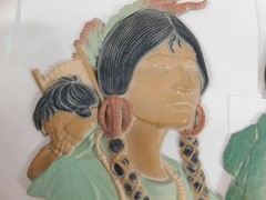 Made In USA Sexton Native American Indian Cast Aluminum Wall Hanging I H 2