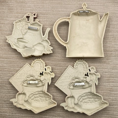 4 Vintage Home Interiors Kitchen Wall Art Plaques Pie Apples Teapots Sunflowers