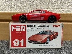 Tomica Ferrari Testarossa Japan No.91 Clear Case Age-Related Wear