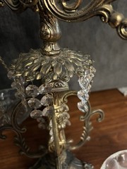 Vintage Ornate Brass-Tone Balance Scales Of Justice Faux Crystal Prisms, 18”