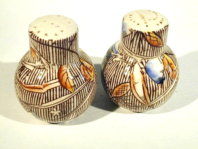 DISNEY VERNON KILNS CA. FANTASIA “AUTUMN BALLET’ SALT AND PEPPER SHAKERS 1940