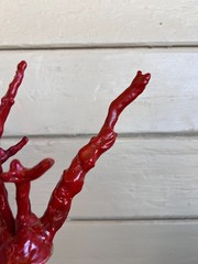 Italian Baroque Style Faux Red Coral Specimen on the Silver Gilt Wood Pillar