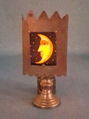 Copper Bella Luz Studios Luminette Nighlight Cover on a Brass Candlestick 7.25″
