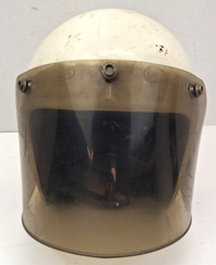 Vintage White Motorcycle Helmet Size Medium 6 7/8 – 7 1/8 Lots of Wear See Photo