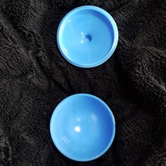 Vintage AKRO Agate Slag Footed Blue Trinket Dish Bowl with Lid 3.5″ x 3″