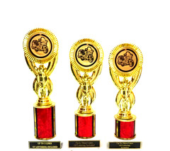 MOTORCYCLE TROPHIES SET OF THREE – (A7)