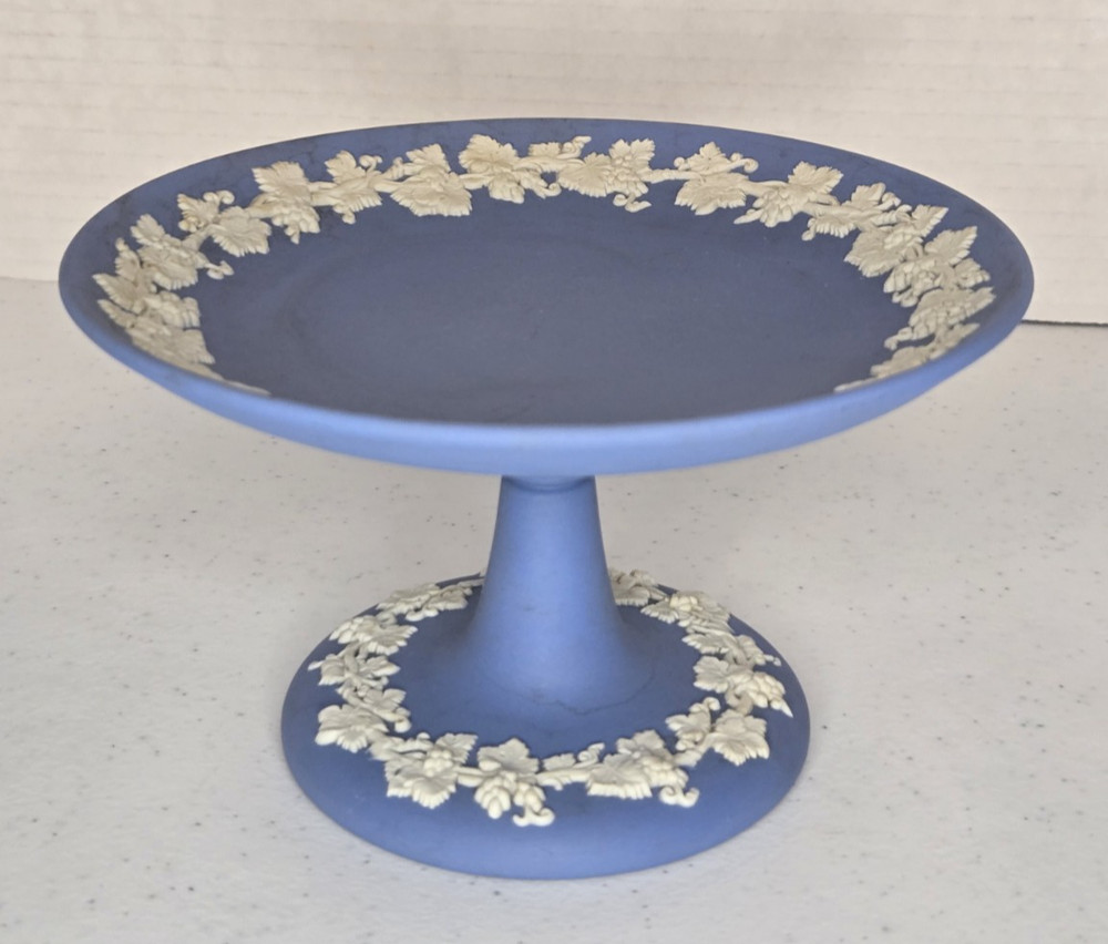 Vintage Wedgwood Blue Jasperware Compote/pedestal dish