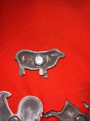 Unique SET OF 3 HAND CAST ALUMINUM METAL HEAVY MAGNETS- Estate Find