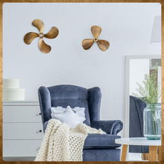 2 Pcs Metal Nautical Wall Art Decor Ship Airplane Propeller Wall Art Vintage Nau