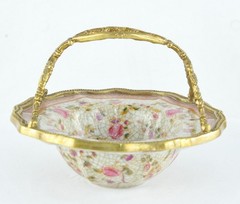 Art Deco Style Bowl Soapdish Basket Art Nouveau Style Porcelain Bronze