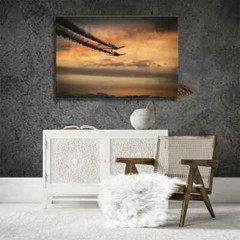 Airplane, Smoke Art Mural Poster, Wooden Frame Ready To Hang, MNM291418