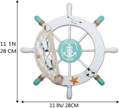 11″ Wooden Ship Wheel & 13″ Anchor Wall Art – Perfect Nautical Home Decoration