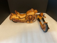 VTG Large Wooden Motorcycle Handmade Collectible Sculpture Cycle 18” Chopper