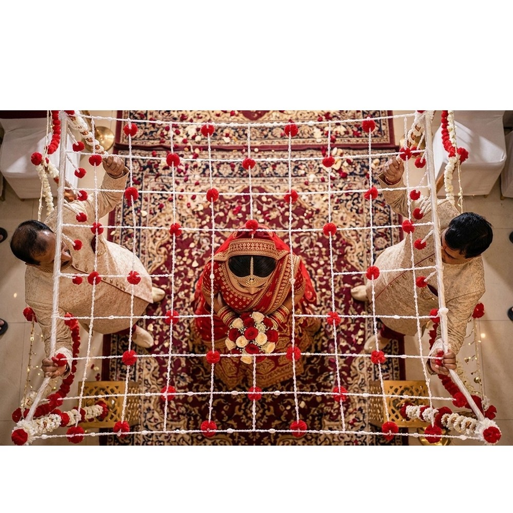Indian Punjabi Bridal Entry Crochet Phoolon Ki Chaddar Wedding Flower Canopy